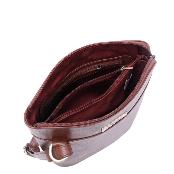 Brown Genuine Leather Crossbody Sling Bag for Women–Over The Shoulder Belt Purse - Picture 5 of 10